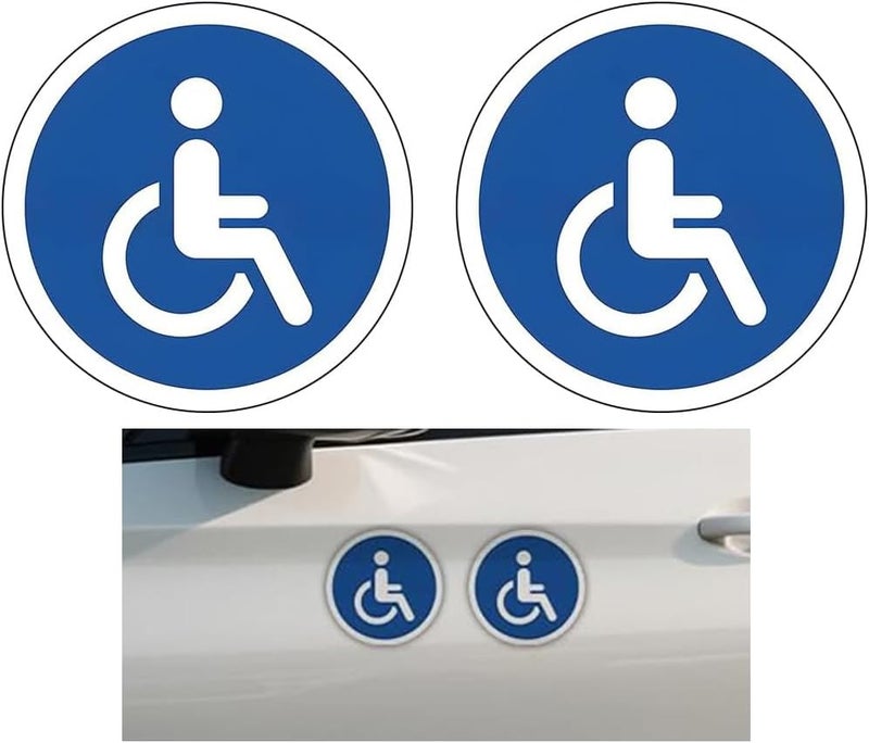FALVFUN Car Handicap Parking Sign, 2PCS Reflective Magnetic Vehicle Disabled Parking Access Symbol Sticker, Waterproof Automotive Handicap Stop Signs, Universal for SUV RV Truck (Circle) - Image 1